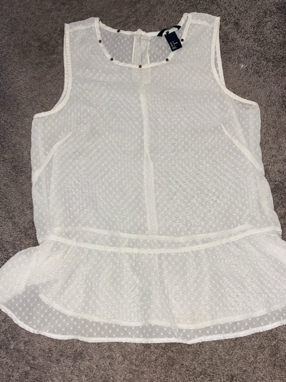 H&M White Swiss Dot Sleeveless Peplum Camisole